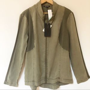 NWT DEAR JOHN Riso Tencel Front Zip Jacket SZ L